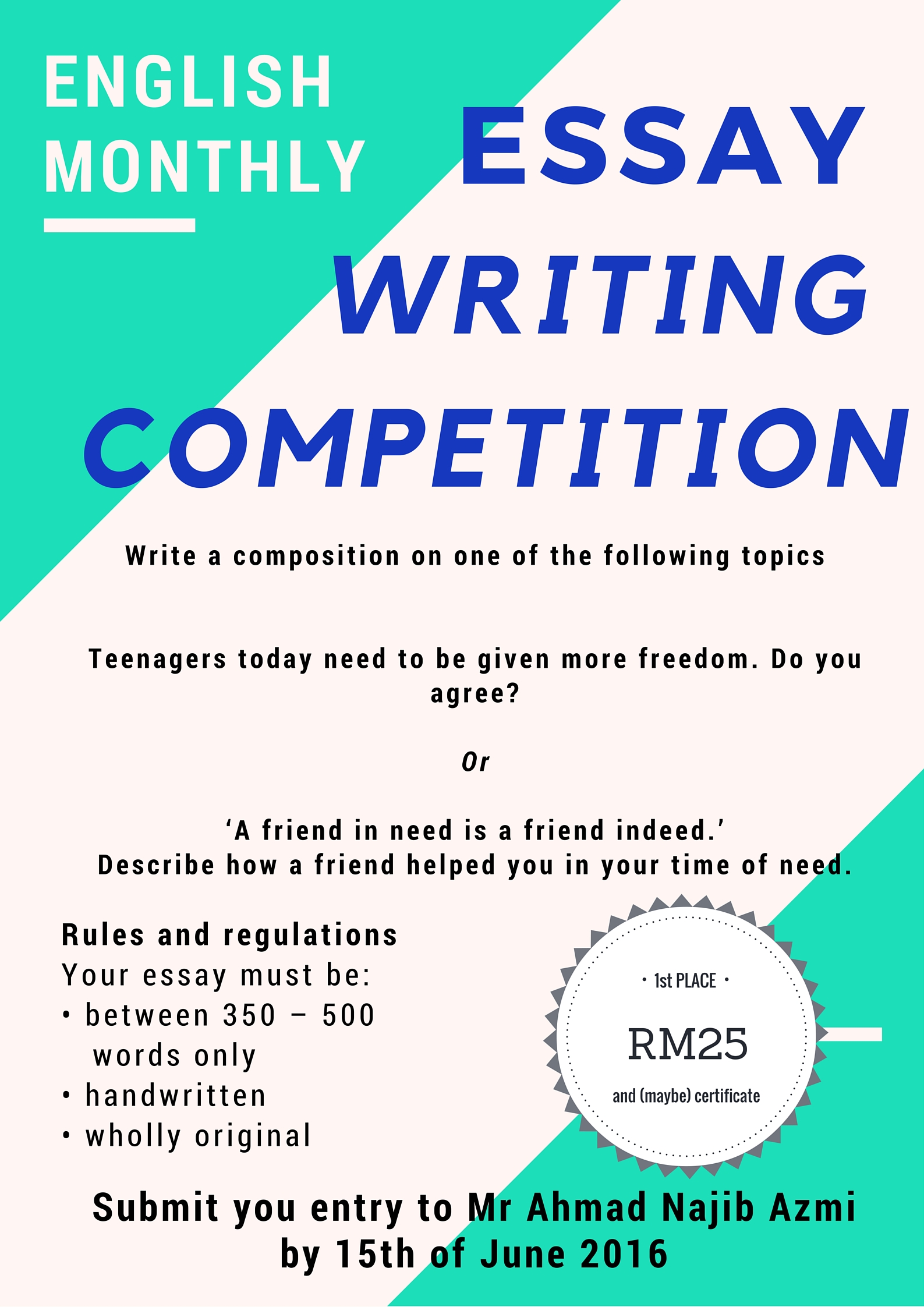 how to write essay in english for competition